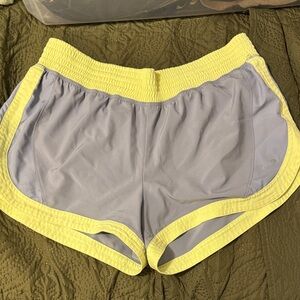 Champion Women’s Gray Athletic Shorts with Yellow Trim